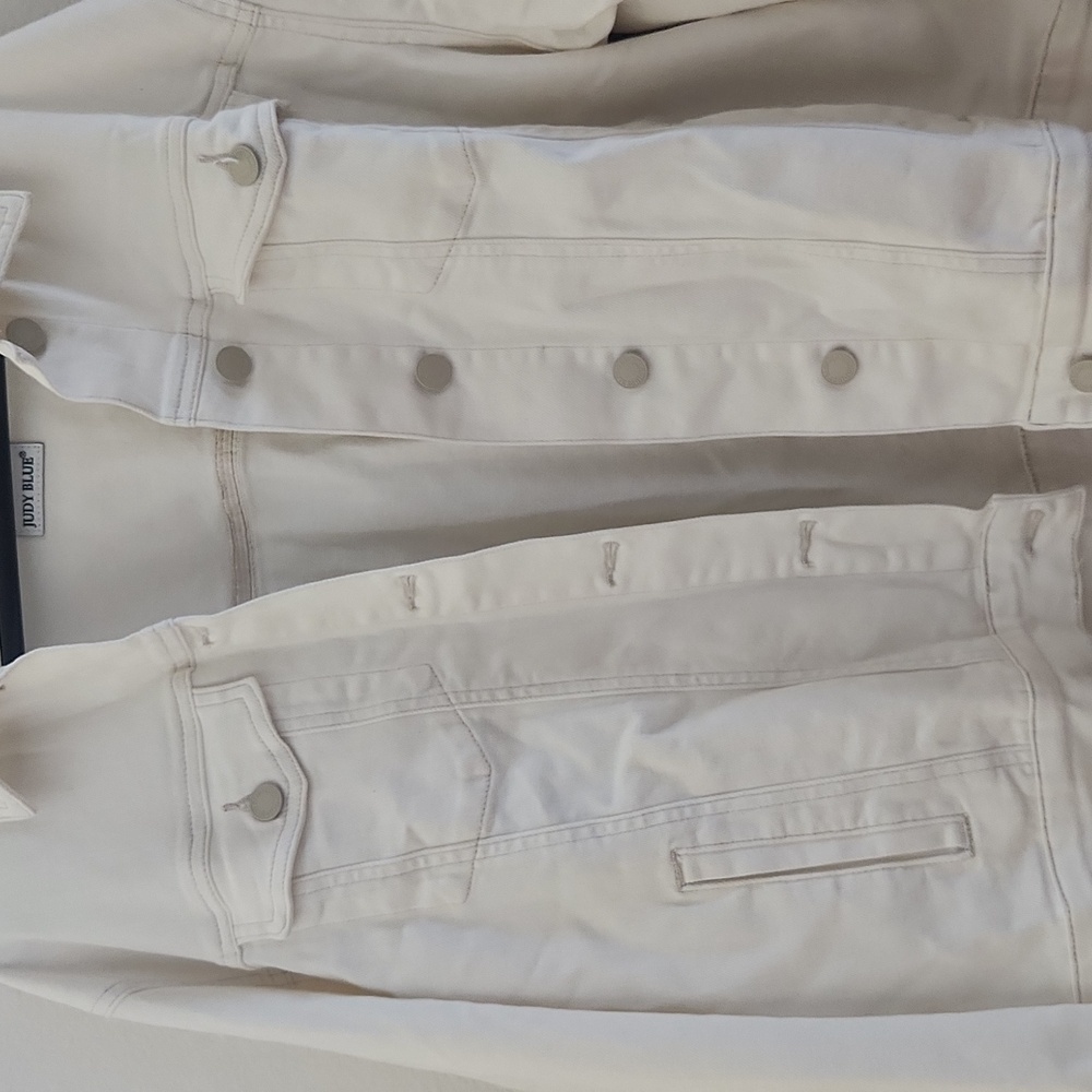 Judy Blue Cream Jean Jacket with Fringe Detail - Picture 7 of 7